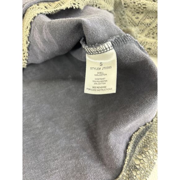 Oli & Hali Purple and Gray Oversized Top with Crochet Lace Sleeves Size S - Picture 6 of 12